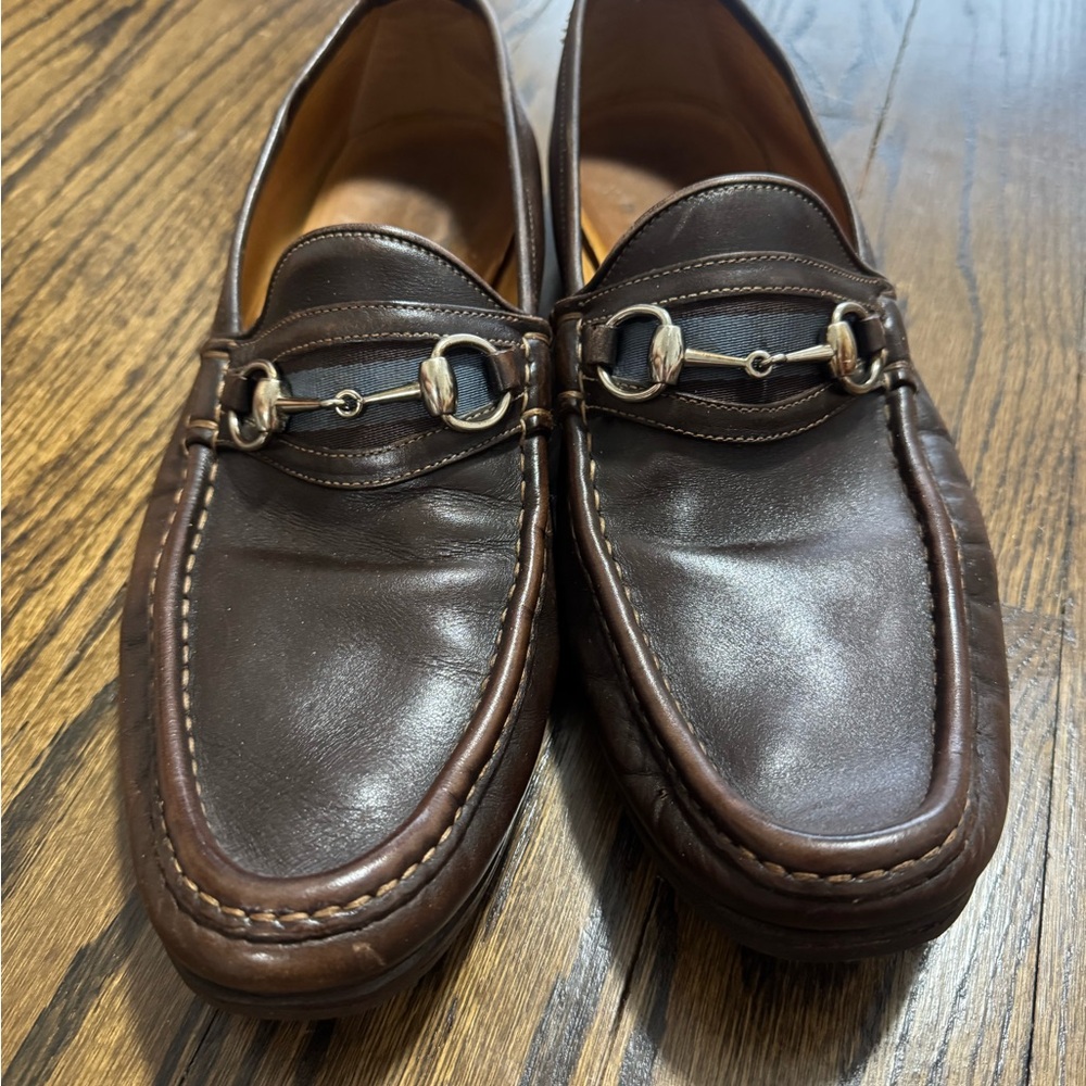 Gucci Men's Brown Leather Loafers Size 12